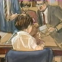 Courtroom sketch from the "Innocence Lost" series.